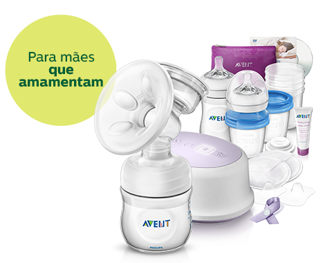 Produtos essenciais para amamenta&ccedil;&atilde;o: bomba tira-leite, biber&atilde;o, armazenamento Philips Avent